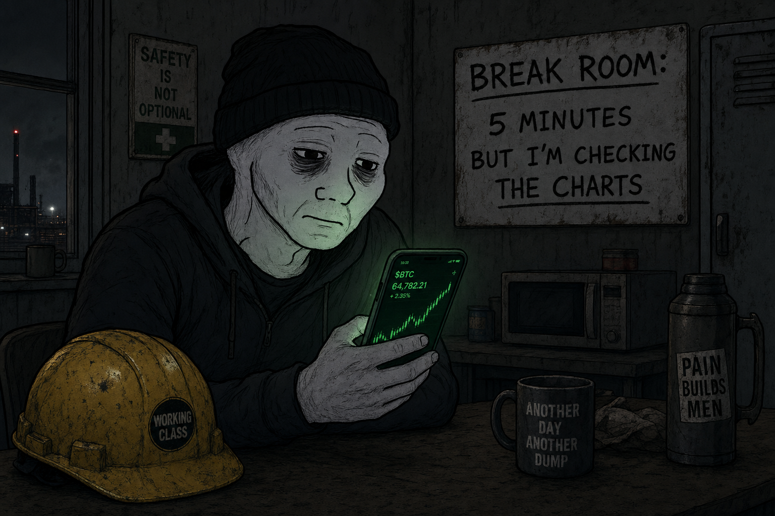 Trenchmaxxer checking charts on break